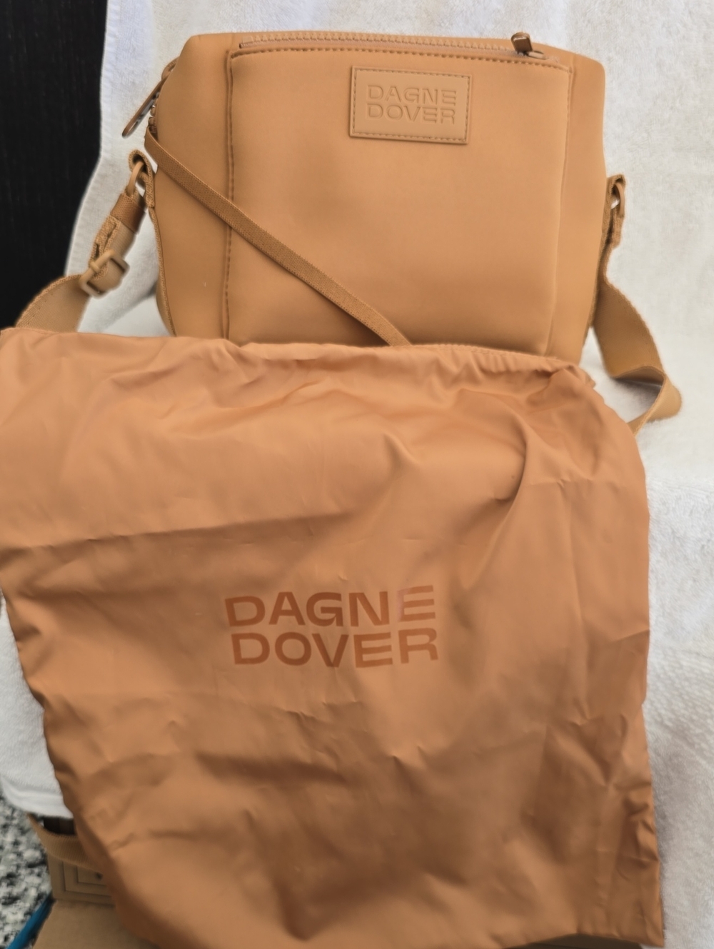 Dagne Dover Caramel Tan Crossbody Bag with Adjustable Strap - Picture 2 of 11